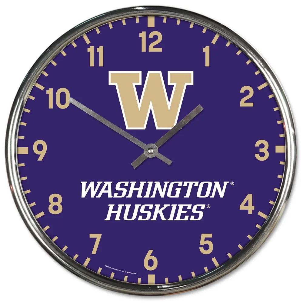 Washington Huskies Chrome Round Wall Clock Twelve Inch - ToylandEU