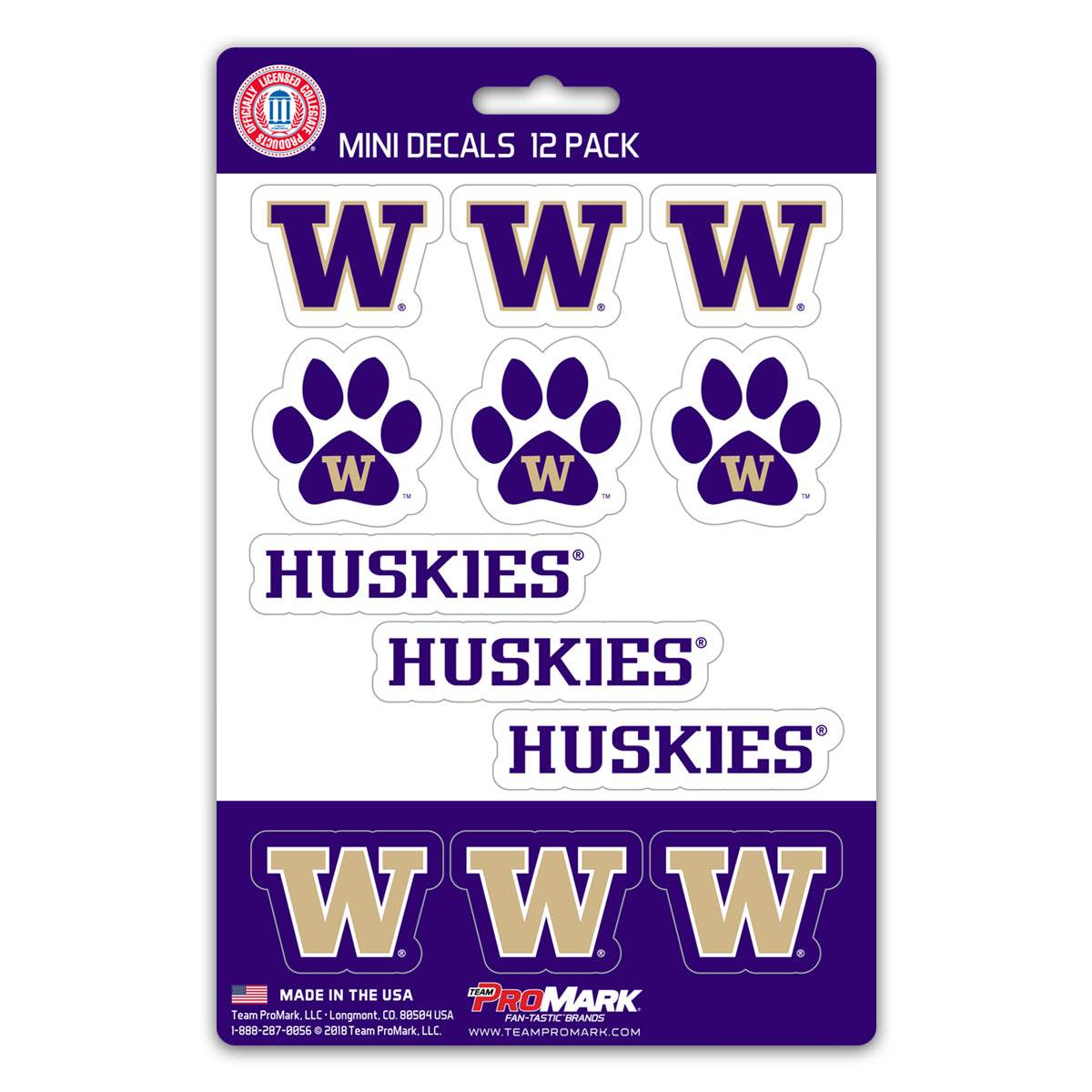 Washington Huskies Mini Decal Set 12 Pack Premium Vinyl - ToylandEU