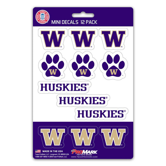 Washington Huskies Mini Decal Set 12 Pack Premium Vinyl - ToylandEU