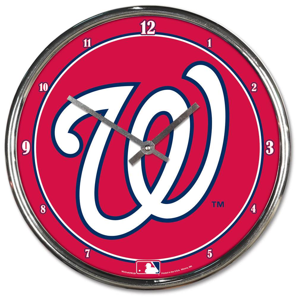 Washington Nationals 12 Inch Chrome Round Wall Clock - ToylandEU