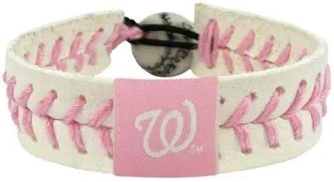 Washington Nationals Leather Baseball Bracelet Pink - ToylandEU