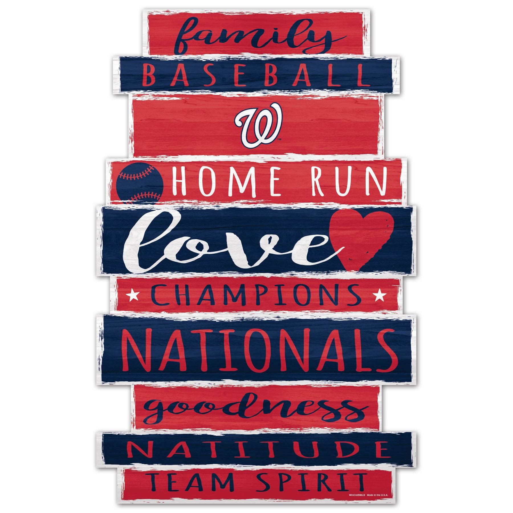 Washington Nationals Sign 11 by 17 Wood Family Word Display - ToylandEU
