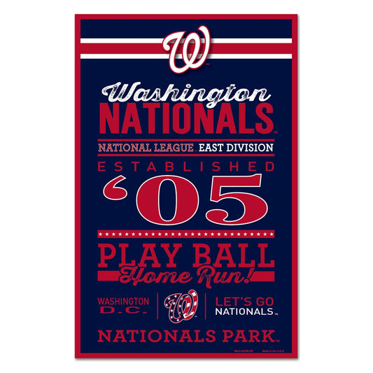 Washington Nationals Wood Sign 11x17 With Established Design - ToylandEU