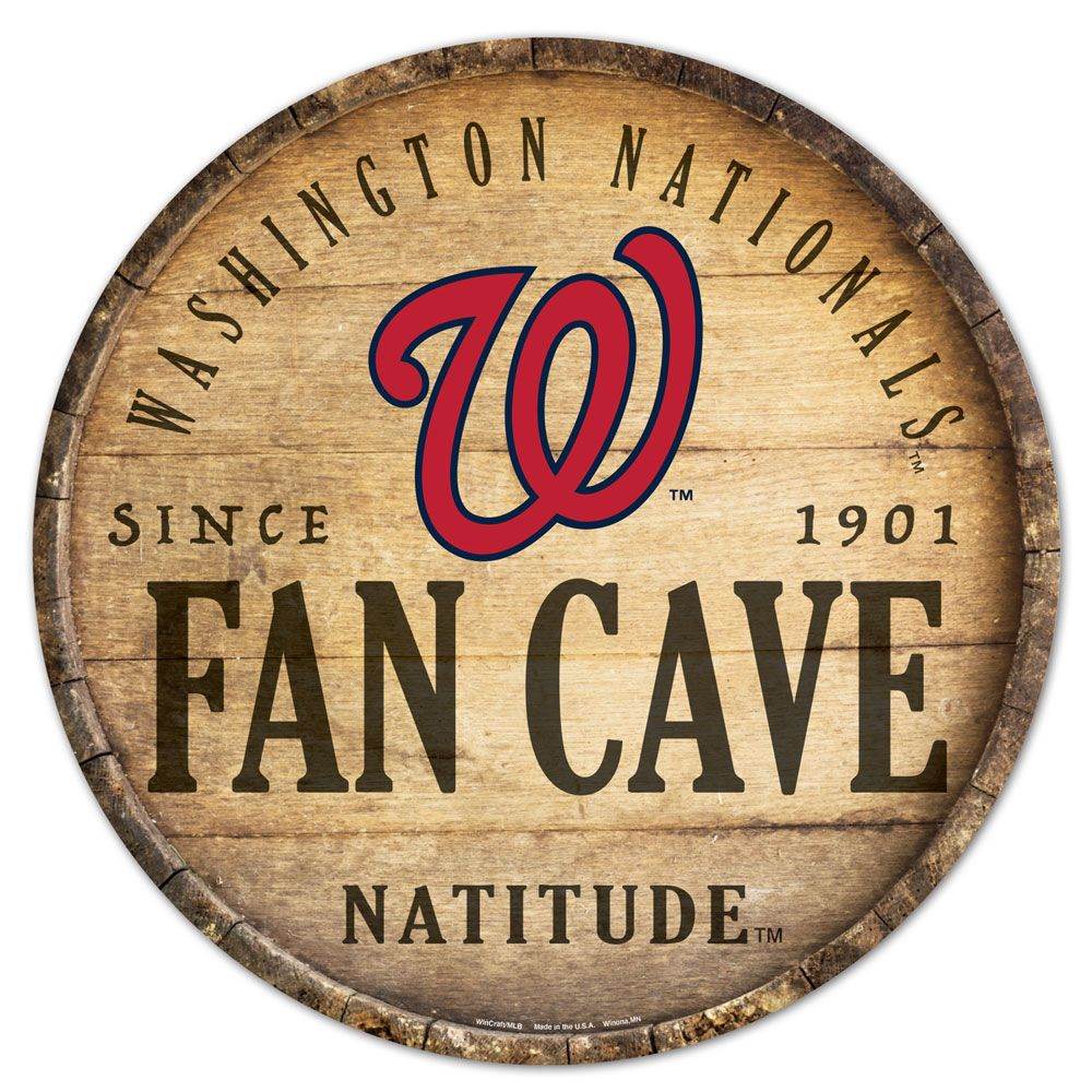 Washington Nationals Wood Sign 14 Inch Round Barrel Top - ToylandEU