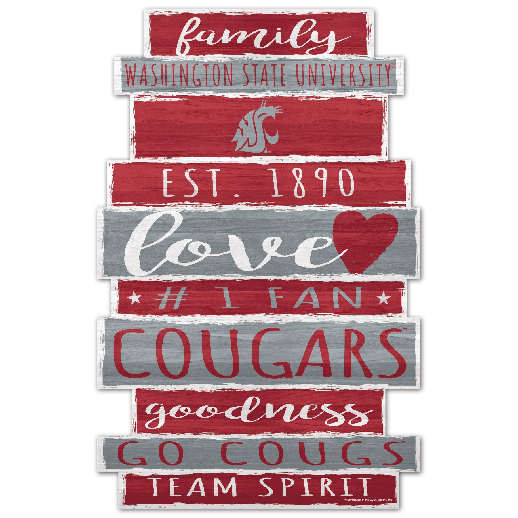 Washington State Cougars 11x17 Wood Family Word Sign - ToylandEU