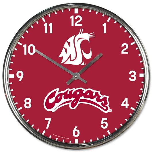 Washington State Cougars Round Chrome Wall Clock Retro - ToylandEU