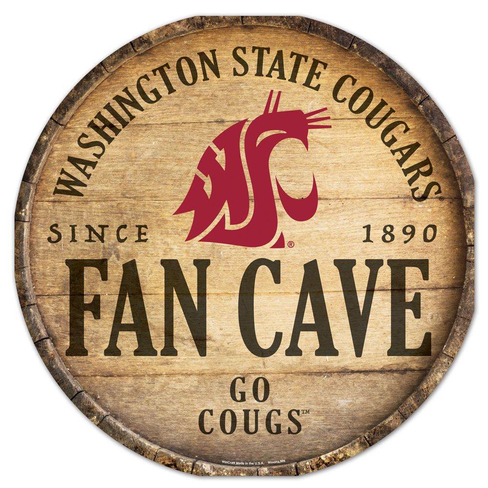 Washington State Cougars Wood Sign 14 Inch Round Barrel Top - ToylandEU