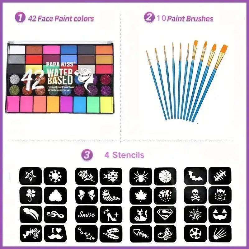 Water Activated Face Paint Set 42 Colors UV Glow -  ToylandEU™