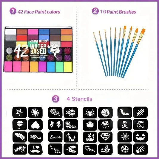  Water Activated Face Paint Set 42 Colors UV Glow -  ToylandEU™