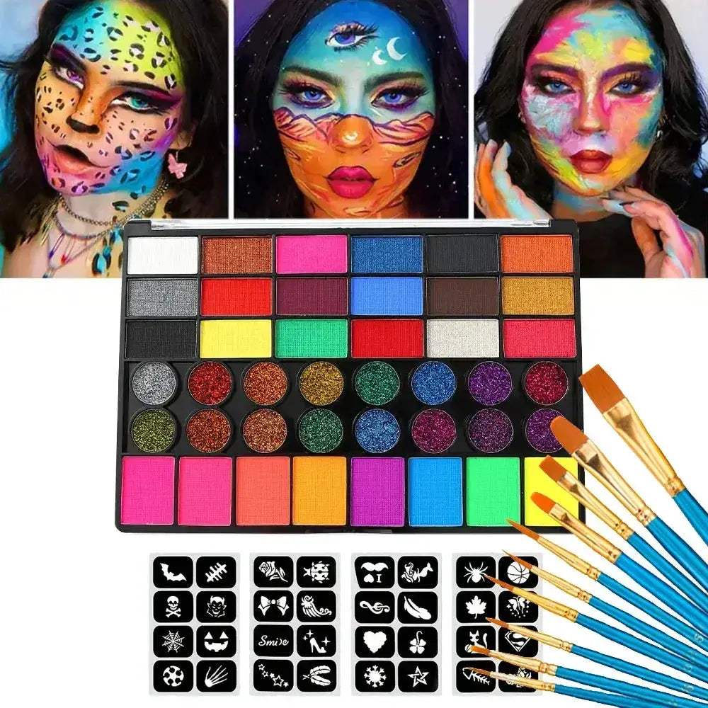 Water Activated Face Paint Set With 42 Colors UV Glow - ToylandEU