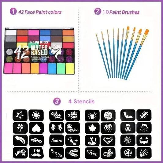 Water Activated Face Paint Set With 42 Colors UV Glow - ToylandEU