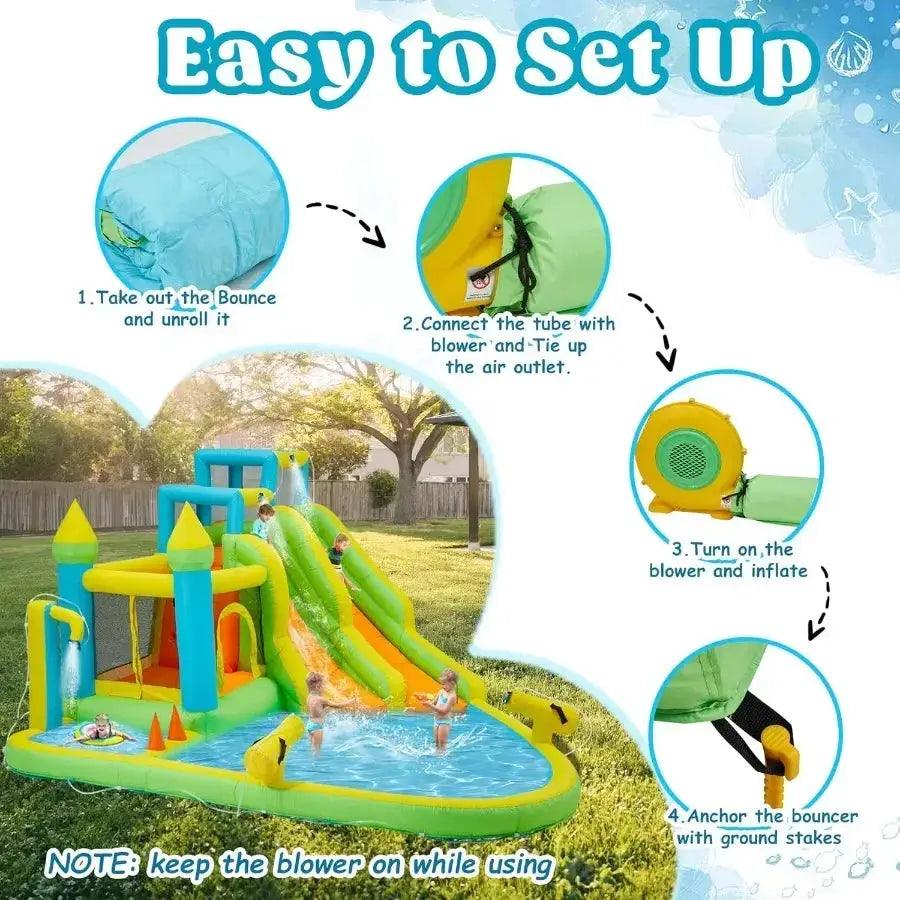  Inflatable Water Slide 10 In 1 Water Park With Blower -  ToylandEU™