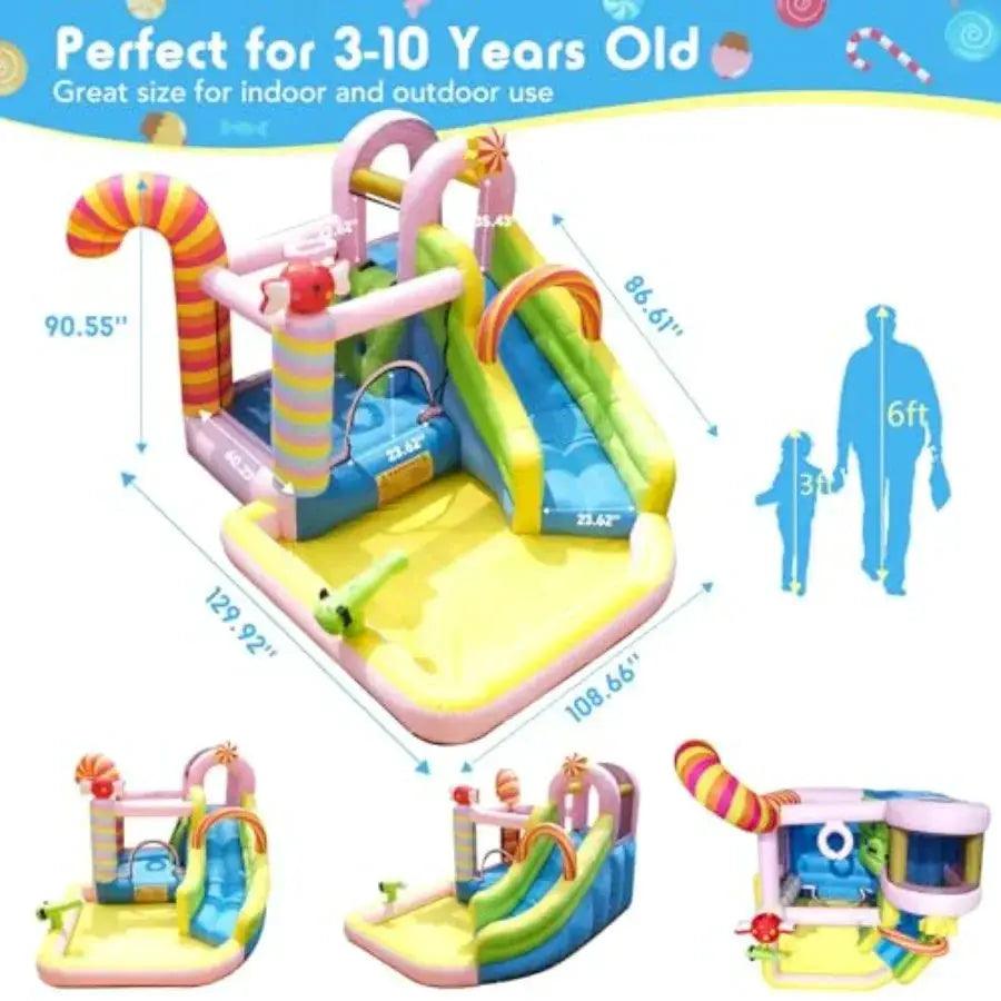 Inflatable Water Slide Bounce House 6 In 1 Candy Park -  ToylandEU™