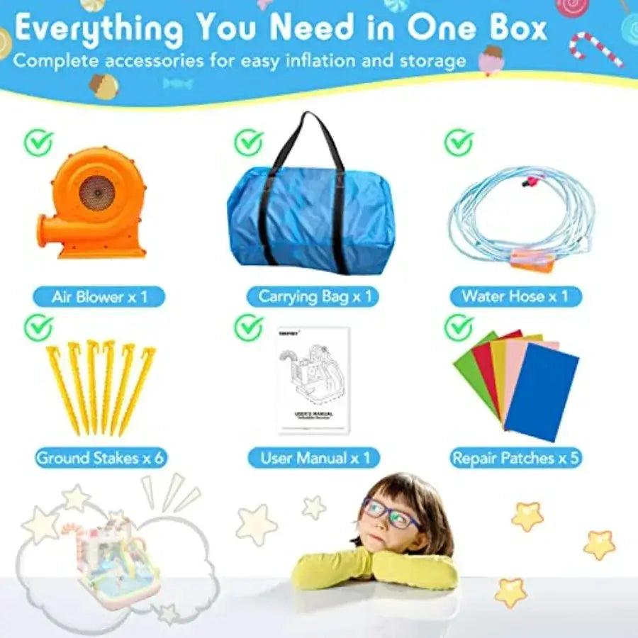  Inflatable Water Slide Bounce House 6 In 1 Candy Park -  ToylandEU™