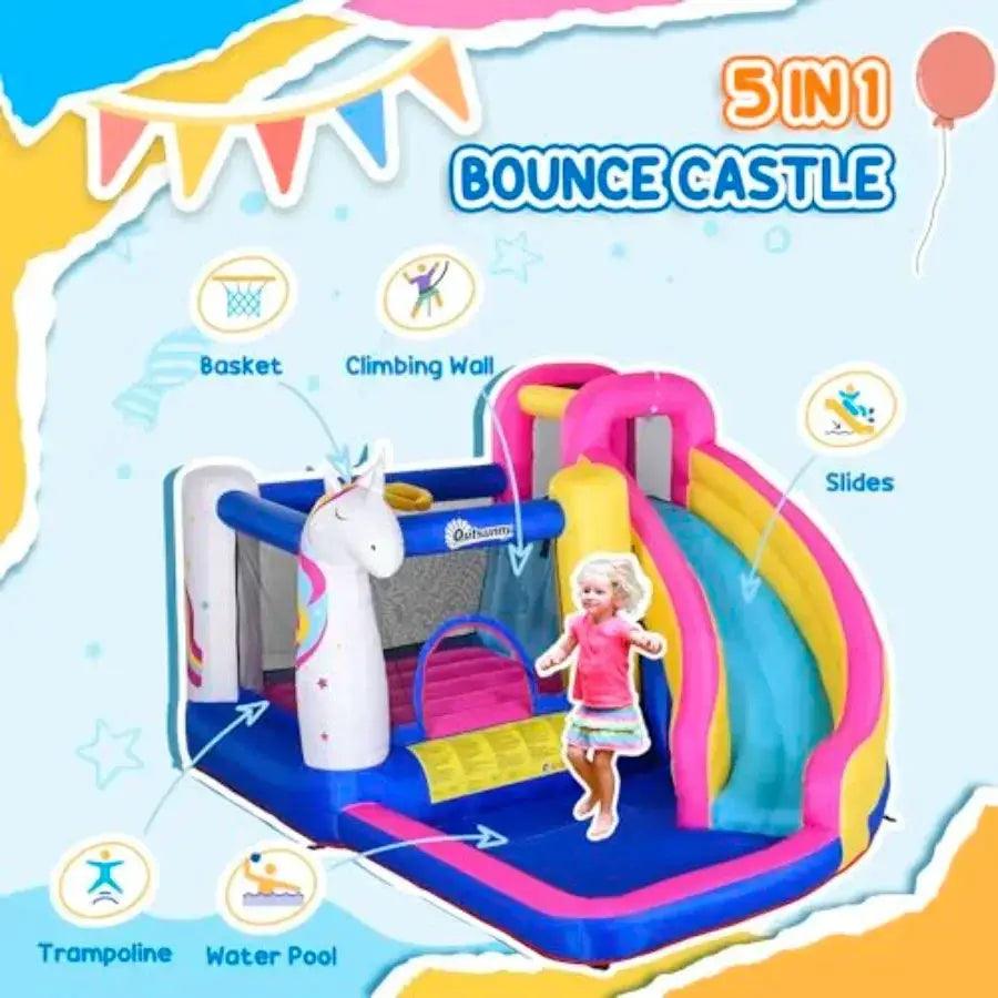  Inflatable Water Slide Bounce House With Climbing Wall -  ToylandEU™