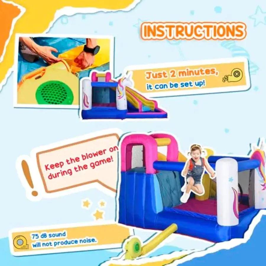  Inflatable Water Slide Bounce House With Climbing Wall -  ToylandEU™