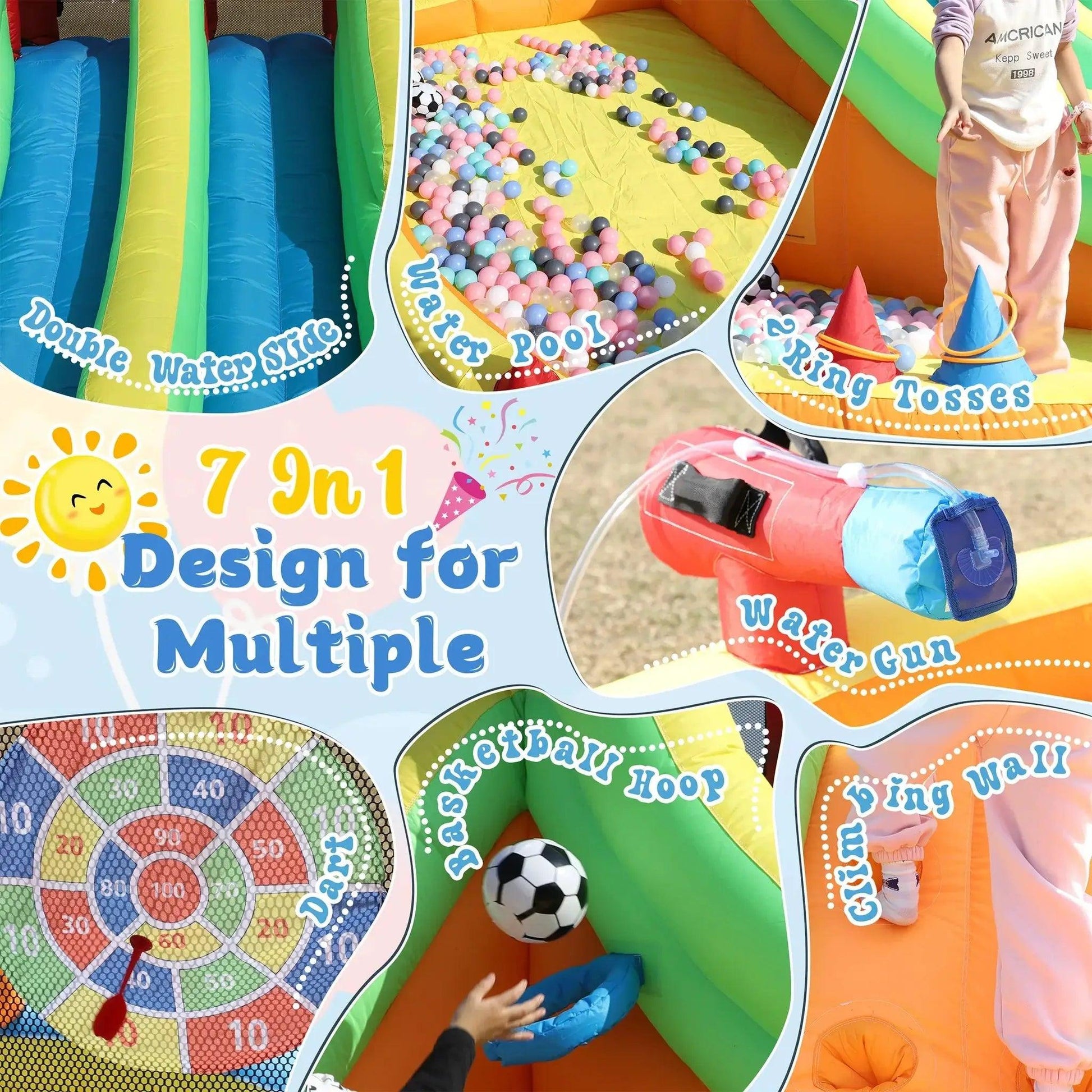  Kids Double Water Slide Bounce House With Climbing Wall -  ToylandEU™