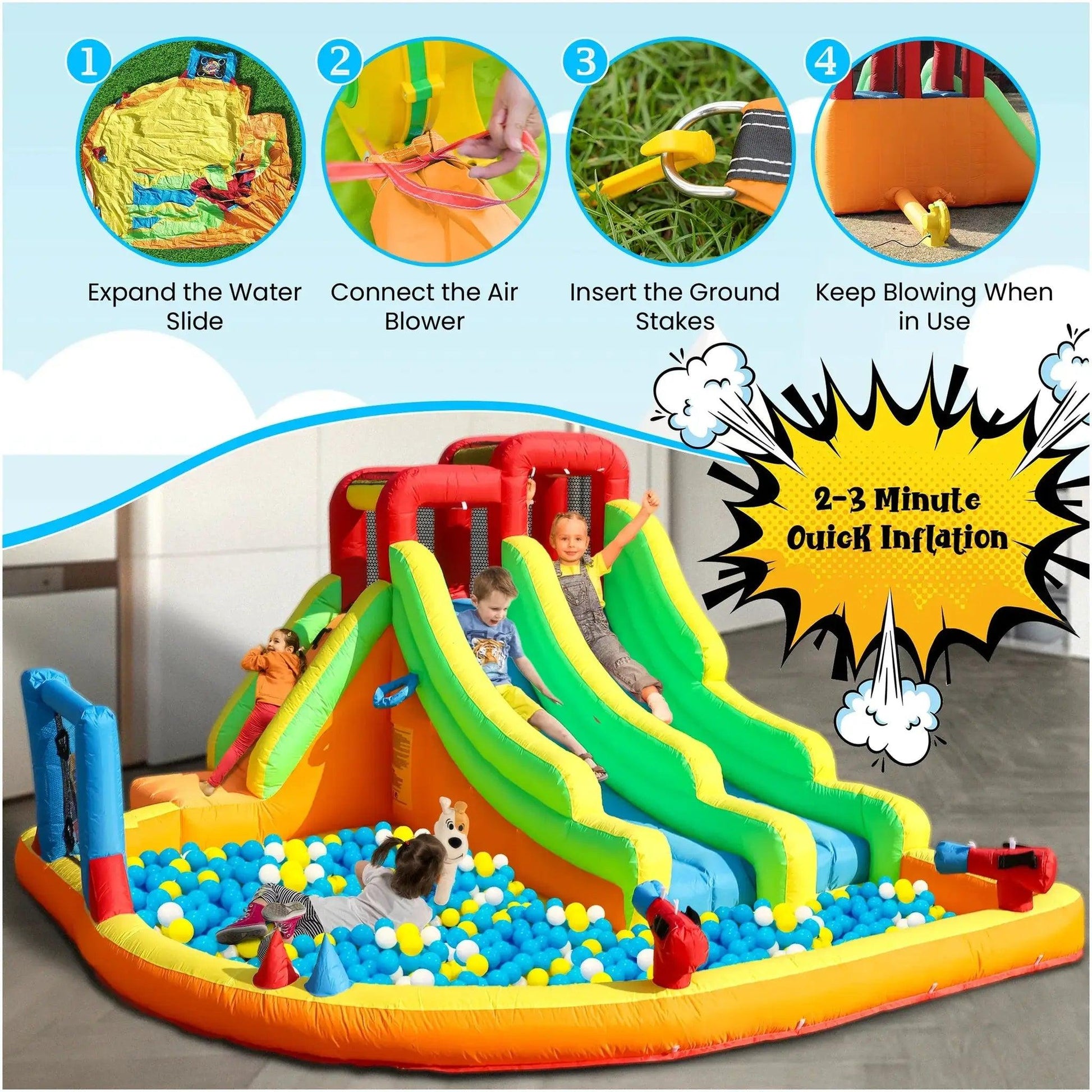  Kids Double Water Slide Bounce House With Climbing Wall -  ToylandEU™