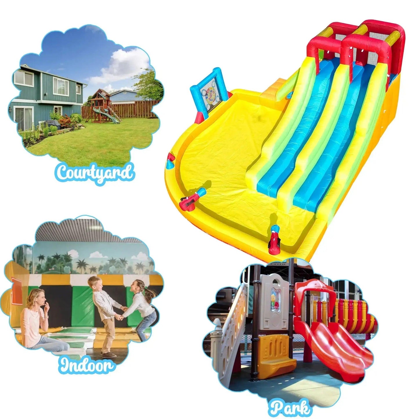  Kids Double Water Slide Bounce House With Climbing Wall -  ToylandEU™