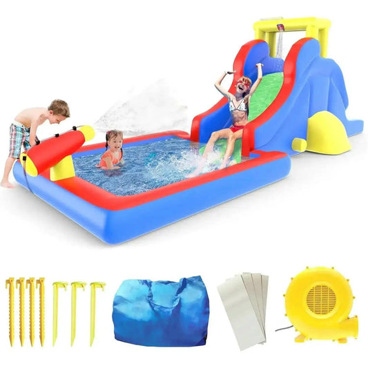  Water Slide Bounce House With Pool Climbing Wall Safe -  ToylandEU™