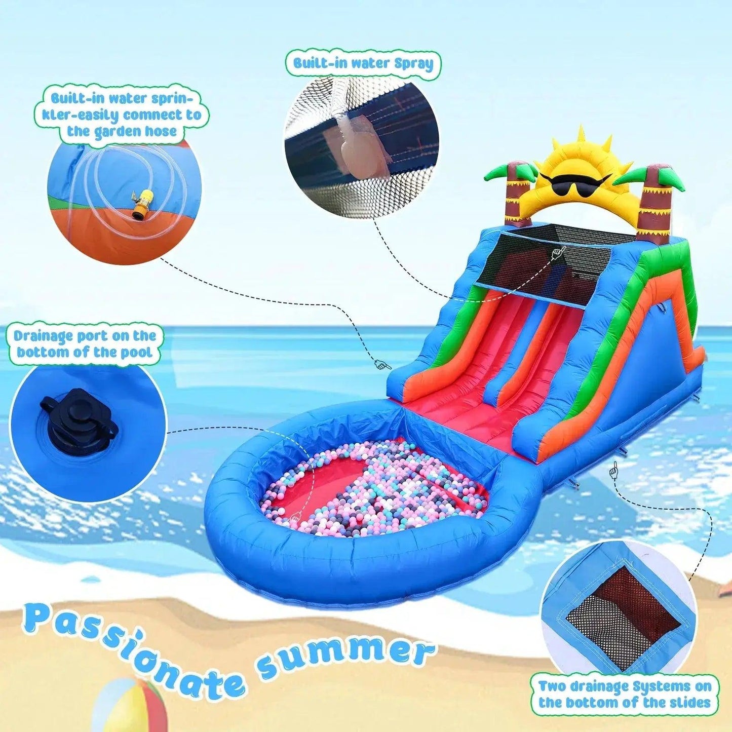  Commercial Inflatable Water Slide With 1100W Blower -  ToylandEU™