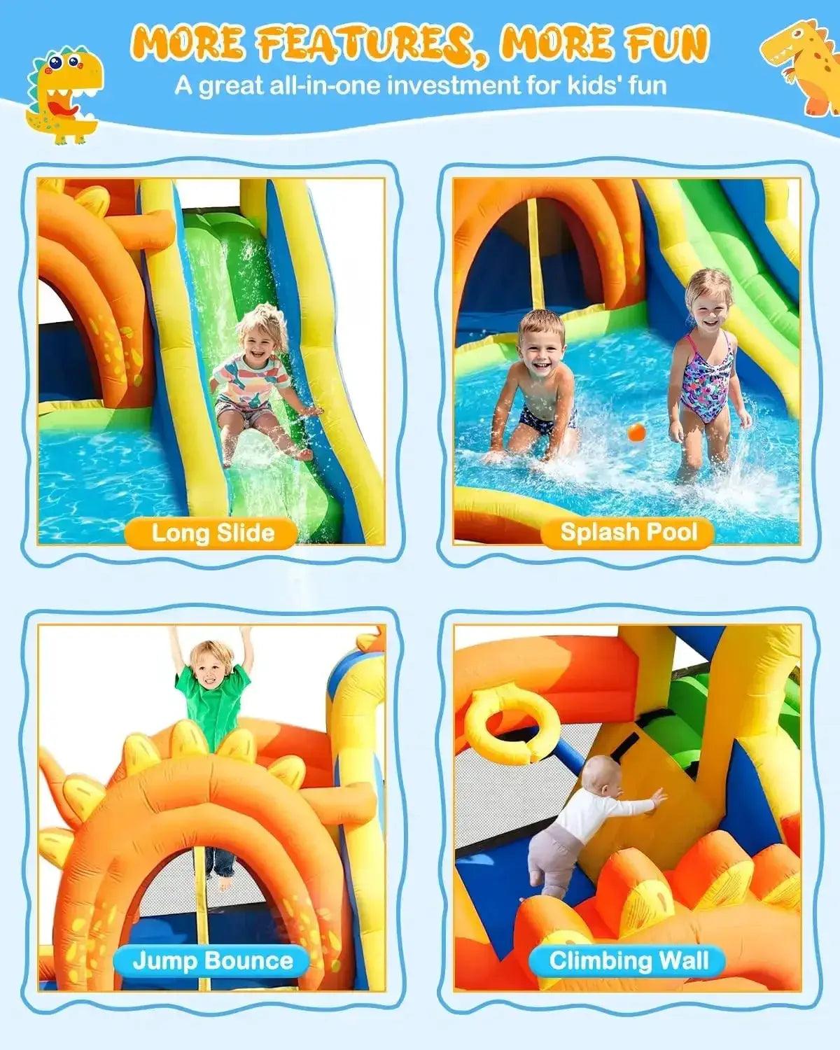  Dinosaur Water Slide Park 7 In 1 Inflatable Play Set -  ToylandEU™