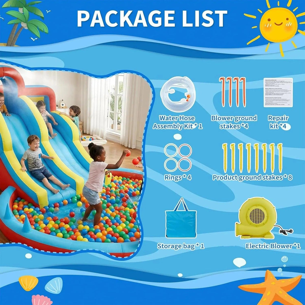  8 In 1 Inflatable Water Slide Park For Backyard Fun -  ToylandEU™