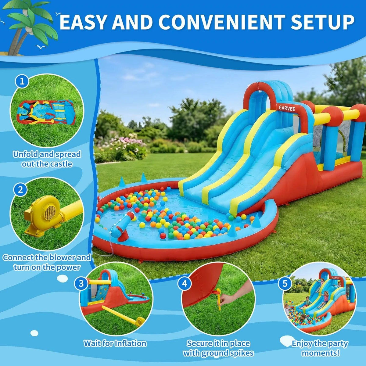  8 In 1 Inflatable Water Slide Park For Backyard Fun -  ToylandEU™