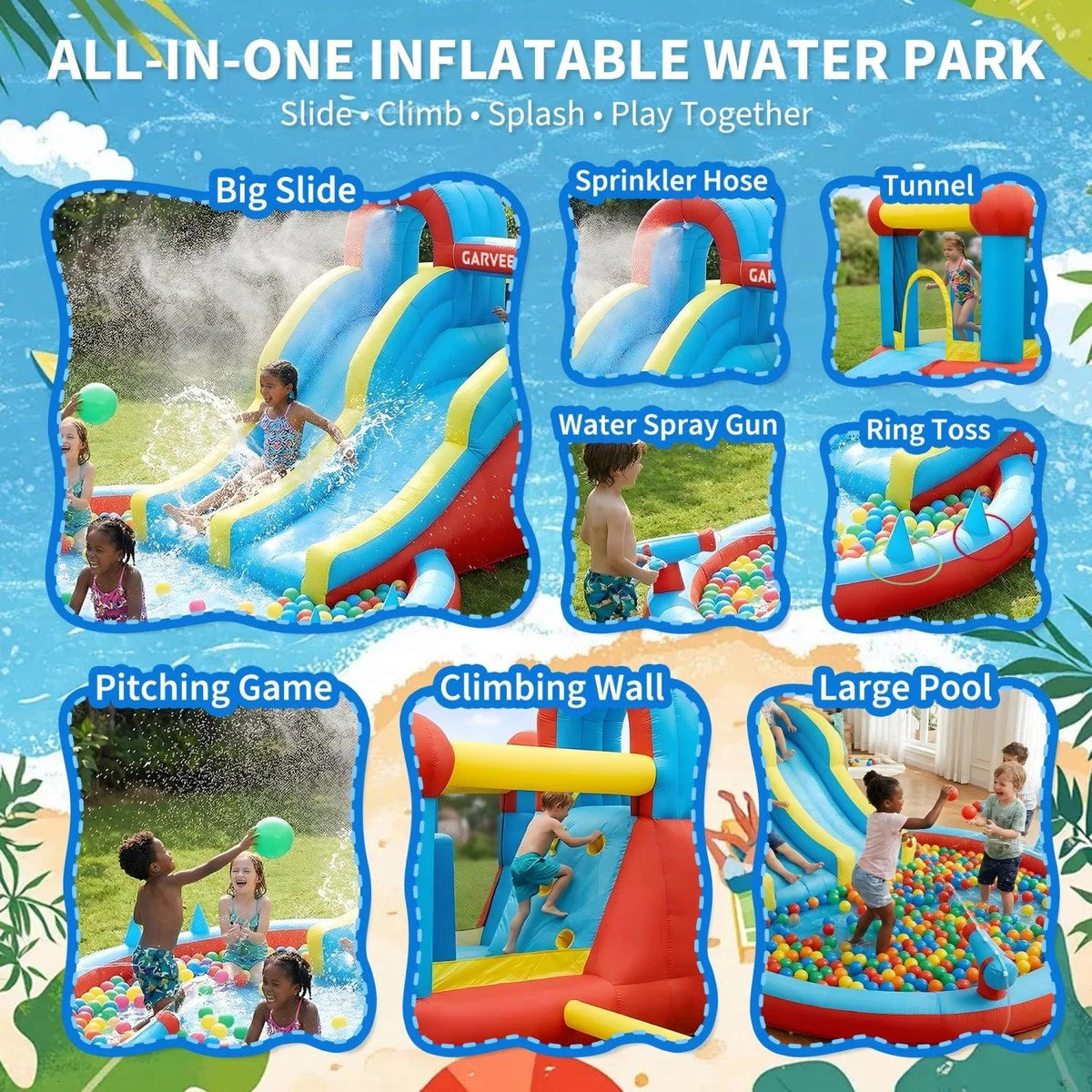  8 In 1 Inflatable Water Slide Park For Backyard Fun -  ToylandEU™