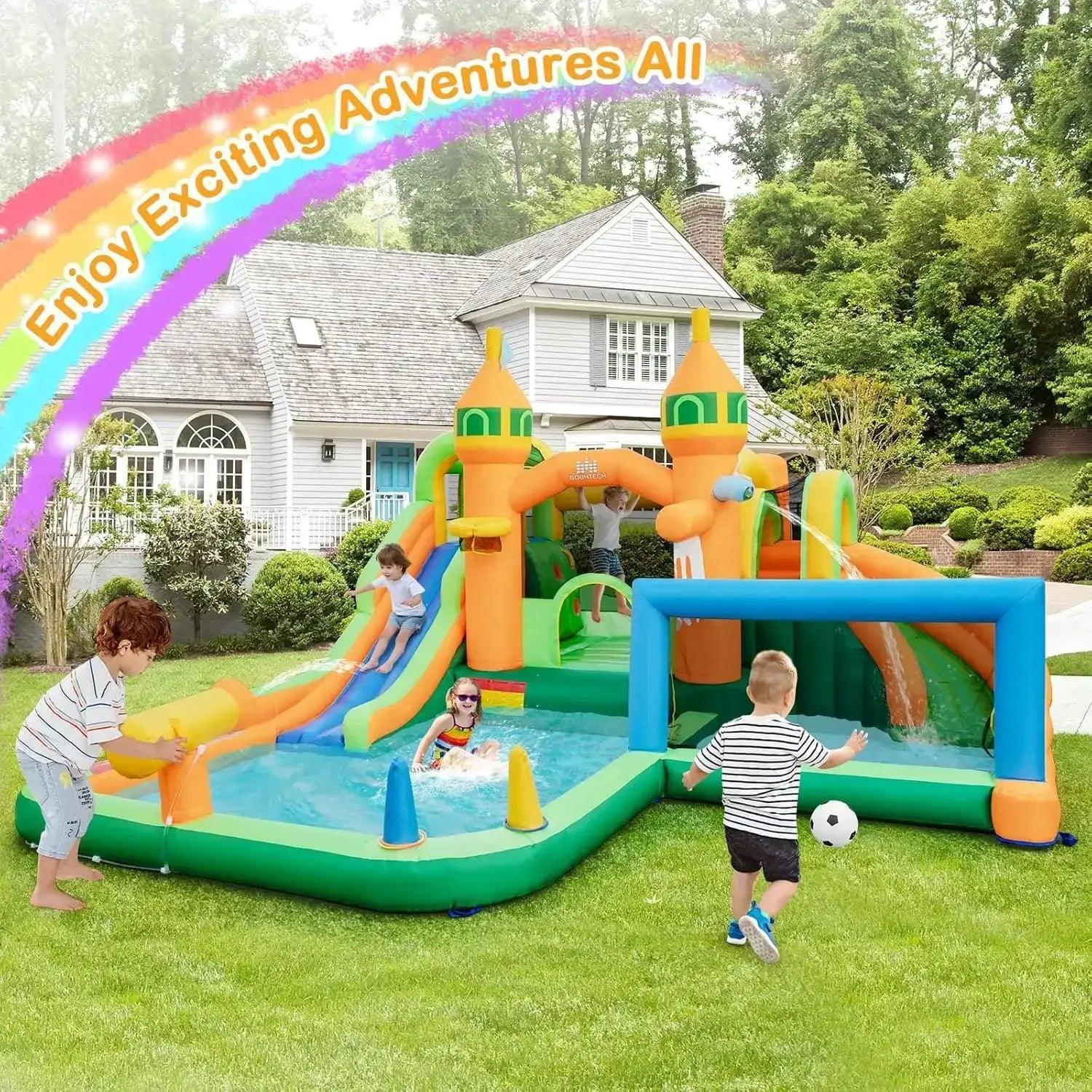  Inflatable Water Slide Park 9 In 1 Outdoor Dual Slides -  ToylandEU™