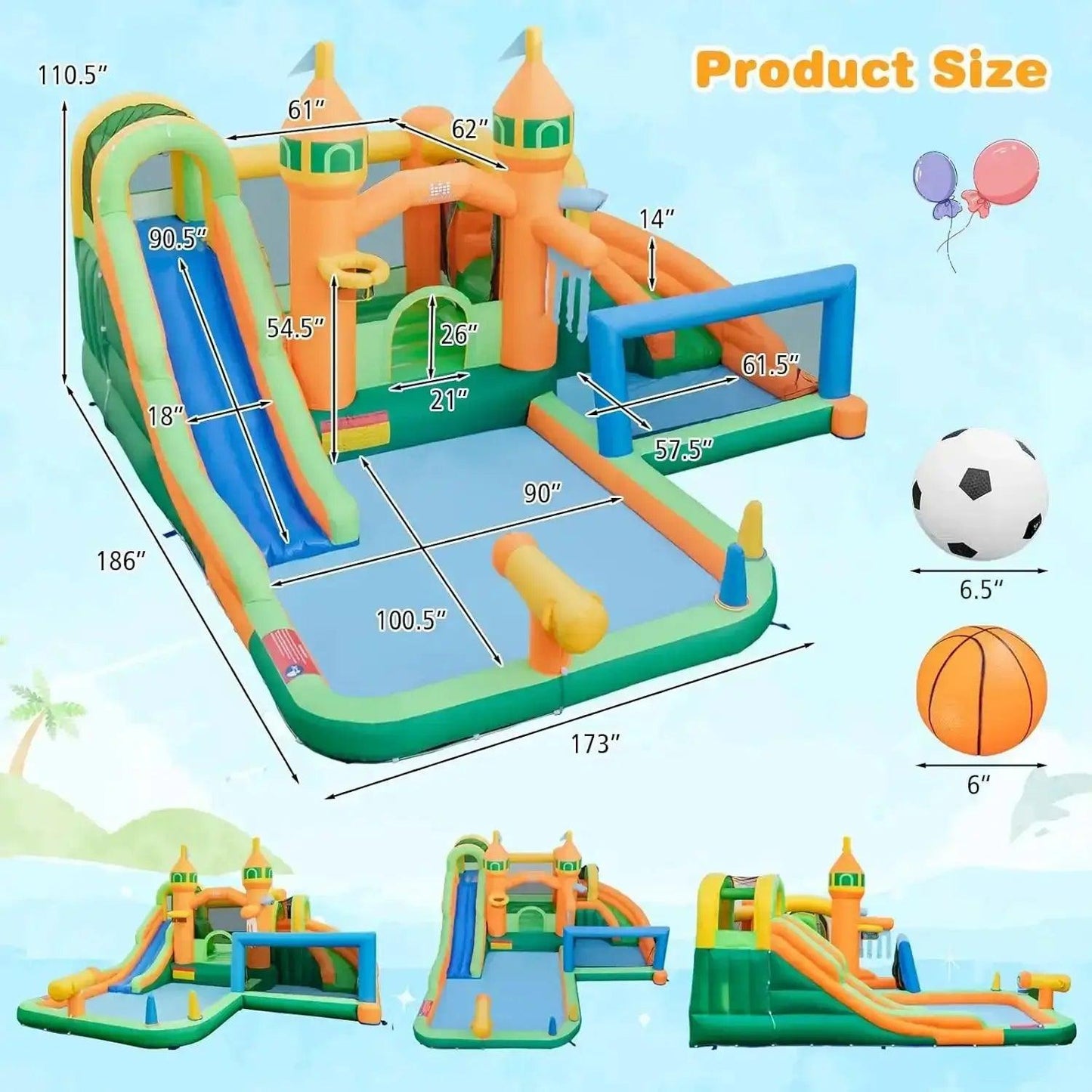 Inflatable Water Slide Park 9 In 1 Outdoor Dual Slides -  ToylandEU™