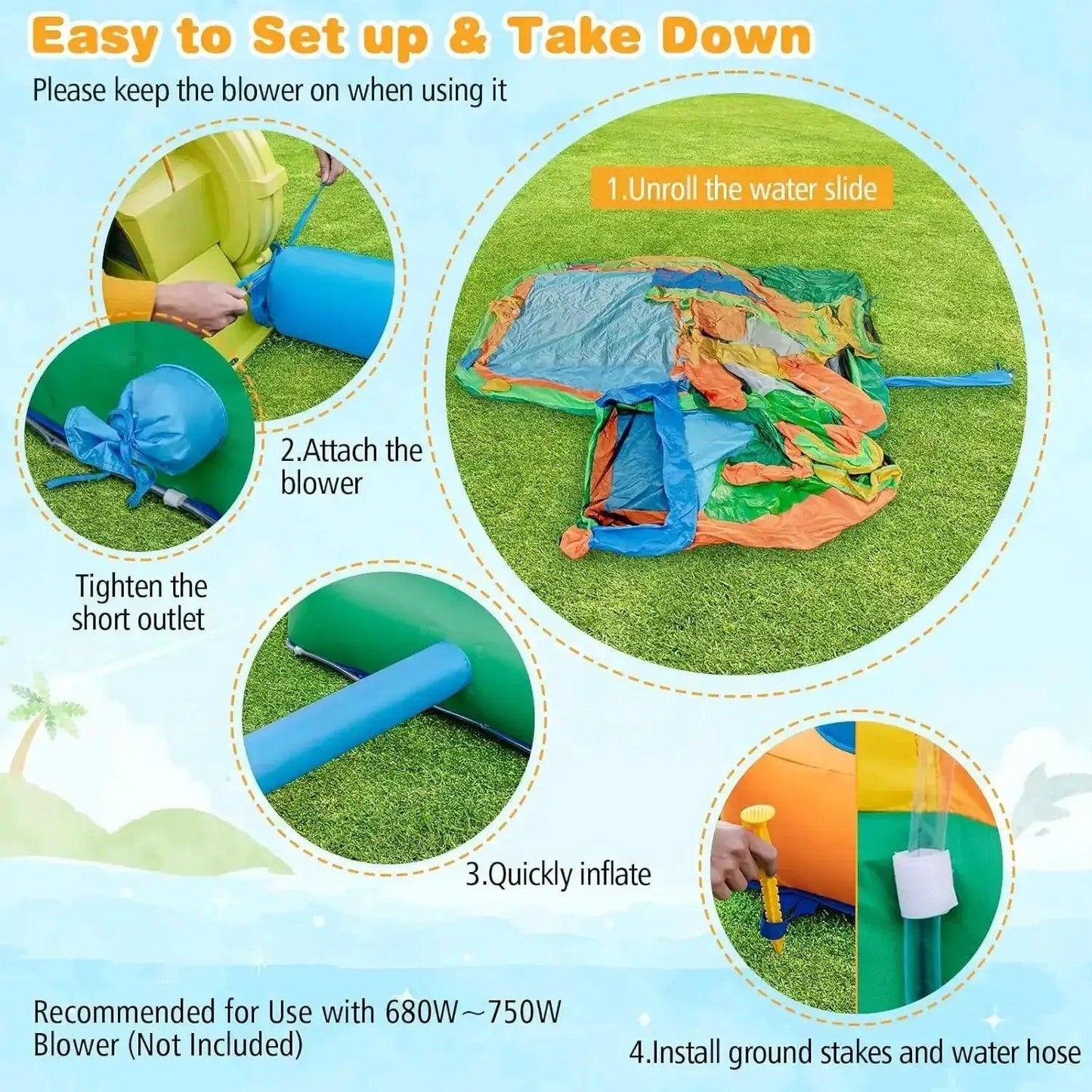  Inflatable Water Slide Park 9 In 1 Outdoor Dual Slides -  ToylandEU™