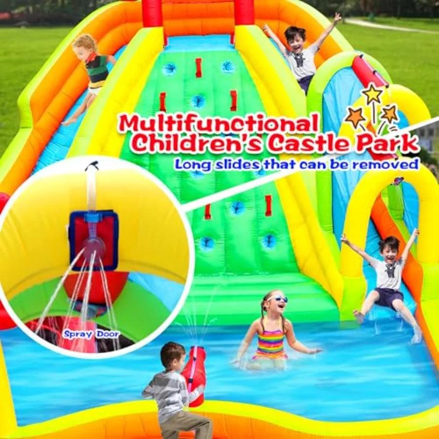  Inflatable Water Slide Park With Dual Slides And Spray -  ToylandEU™