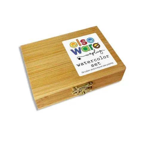  Watercolor Set Bamboo Box 18 Pans Eco Friendly Gift -  ToylandEU™