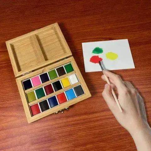 Watercolor Set – Bamboo Box – 18 Pans – Eco-Friendly - ToylandEU