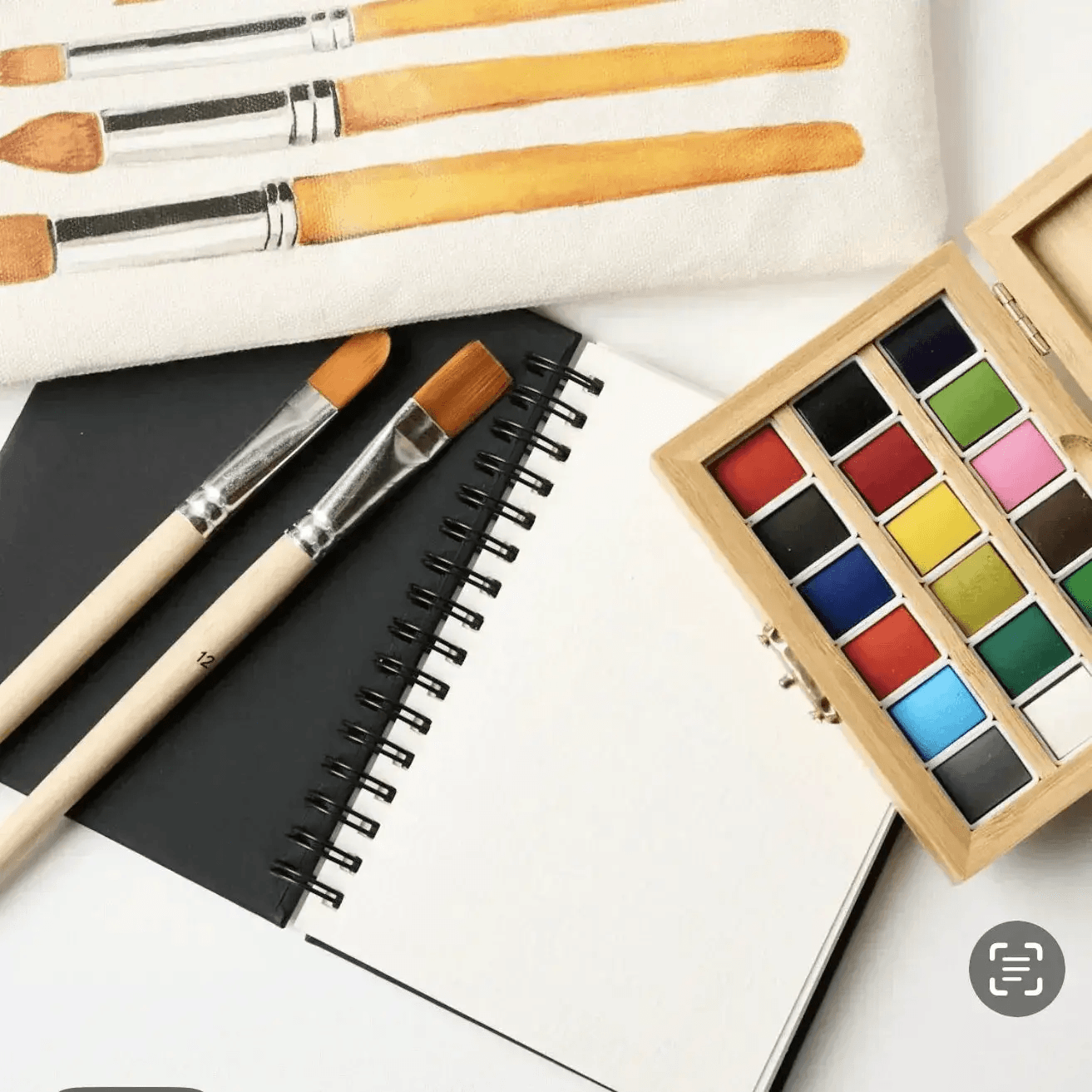 Watercolor Travel Set | Bamboo Case, Brushes, & Paper Pad - ToylandEU