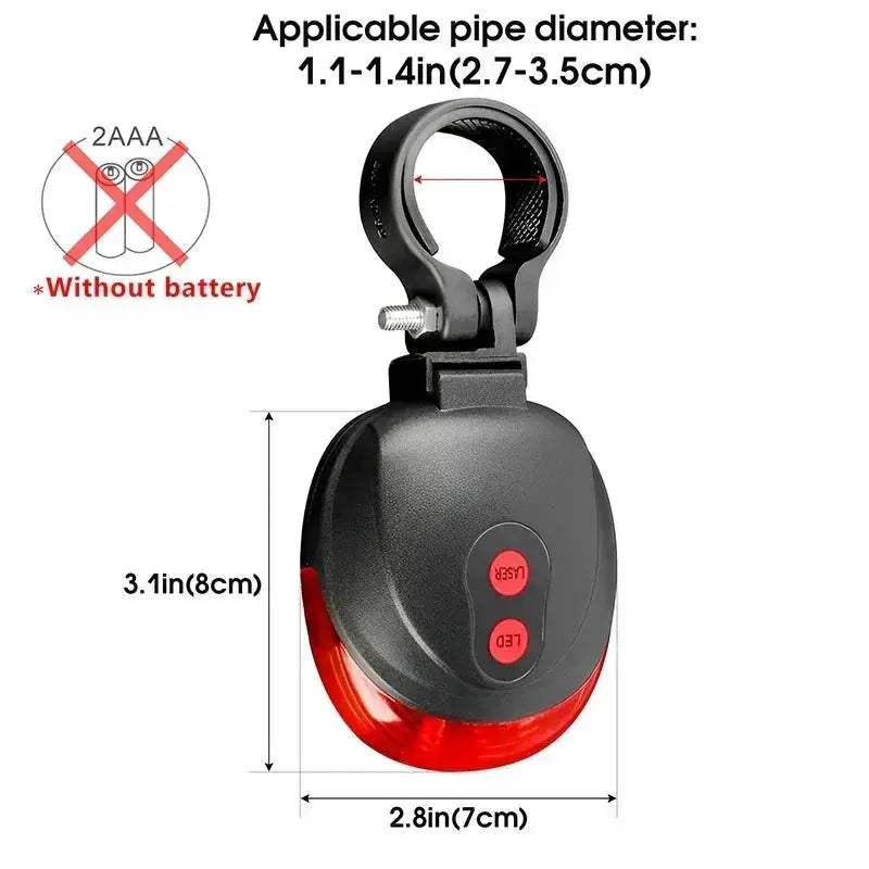Waterproof Bicycle LED Tail Light with Dual Lasers for Safety - ToylandEU