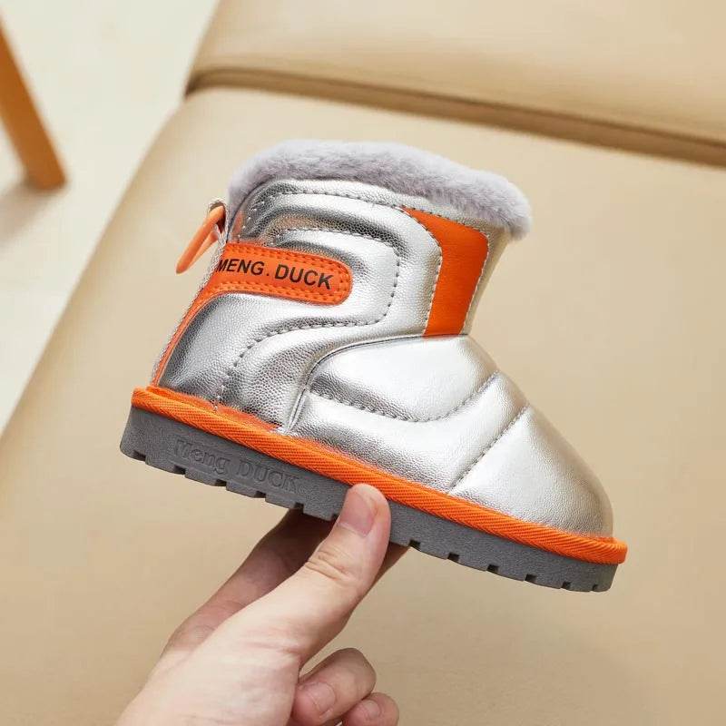 Waterproof Girls' Winter Snow Boots with Plush Lining - Stylish Leather and Anti-Slip Short Booties for Children - ToylandEU