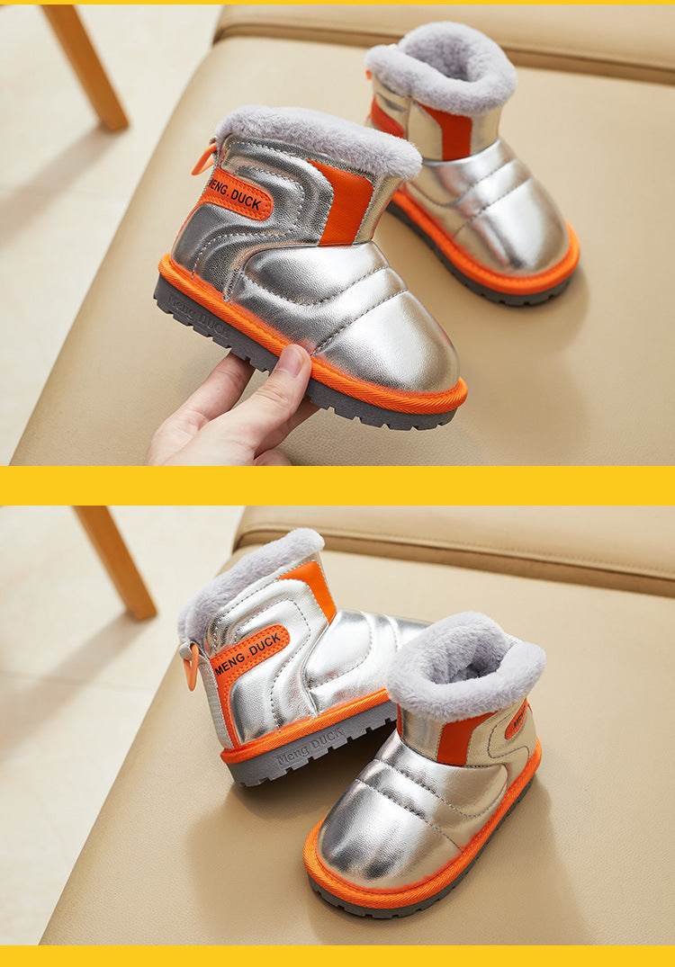 Waterproof Girls' Winter Snow Boots with Plush Lining - Stylish Leather and Anti-Slip Short Booties for Children - ToylandEU