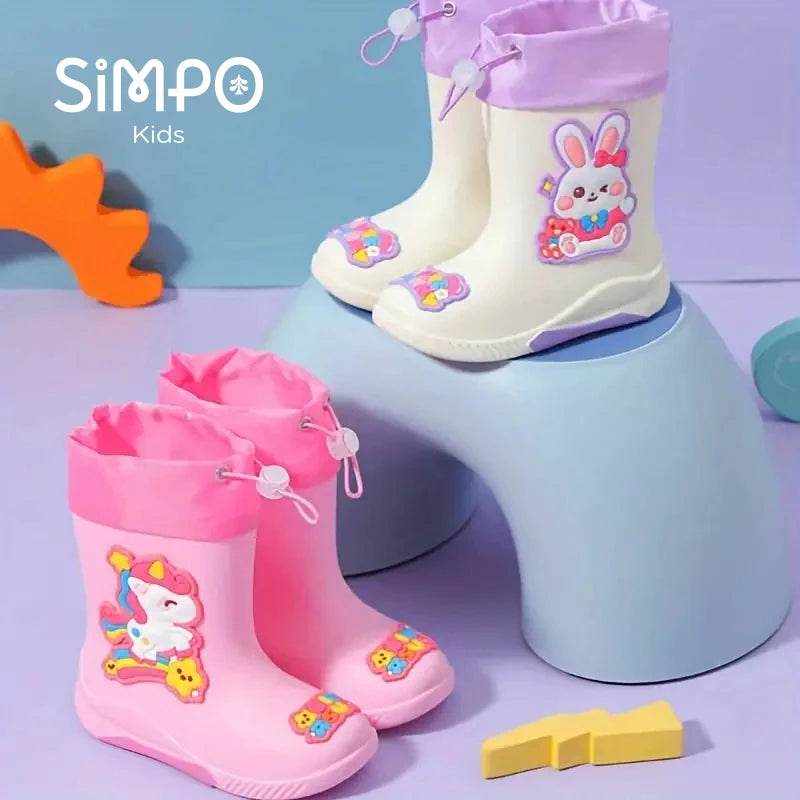 Waterproof Kids Rain Boots Cartoon Unicorn Pattern For Kids - ToylandEU