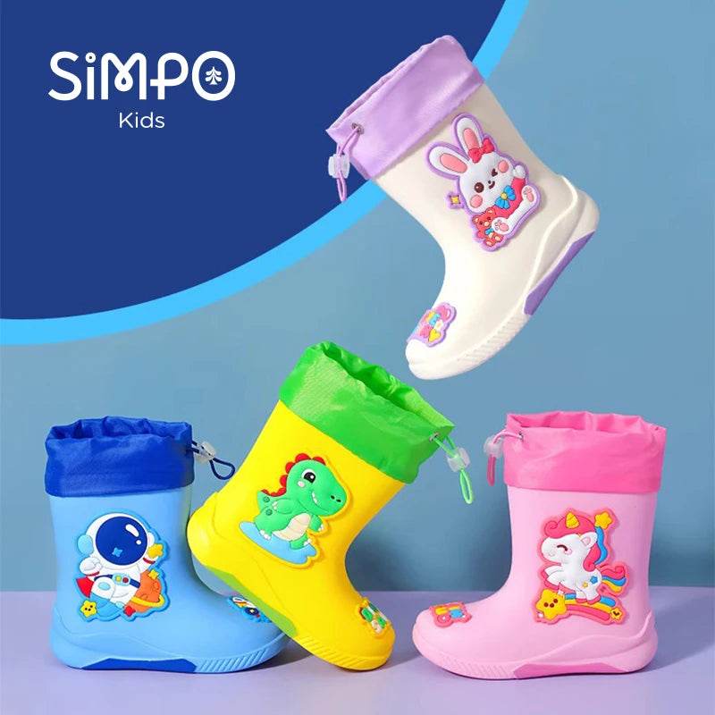 Waterproof Kids Rain Boots Cartoon Unicorn Pattern For Kids - ToylandEU