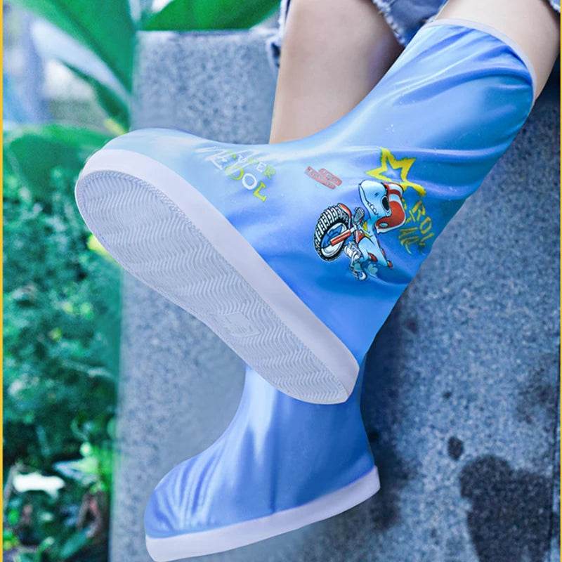 Waterproof Kids Rain Boots Dino Cartoon Zip Closure Kids - ToylandEU