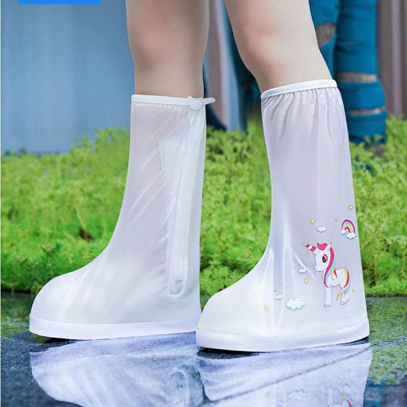 Waterproof Kids Rain Boots Dino Cartoon Zip Closure Kids - ToylandEU