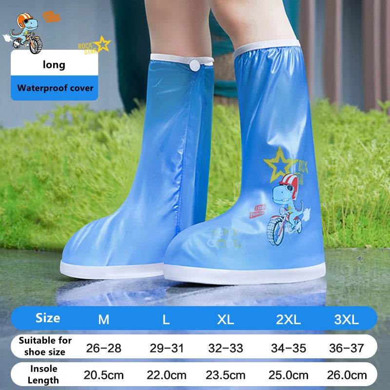 Waterproof Kids Rain Boots Dino Cartoon Zip Closure Kids - ToylandEU
