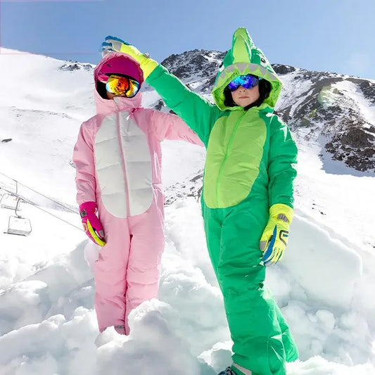 Waterproof Kids Ski Suit Cartoon Dinosaur Unicorn One Piece - ToylandEU