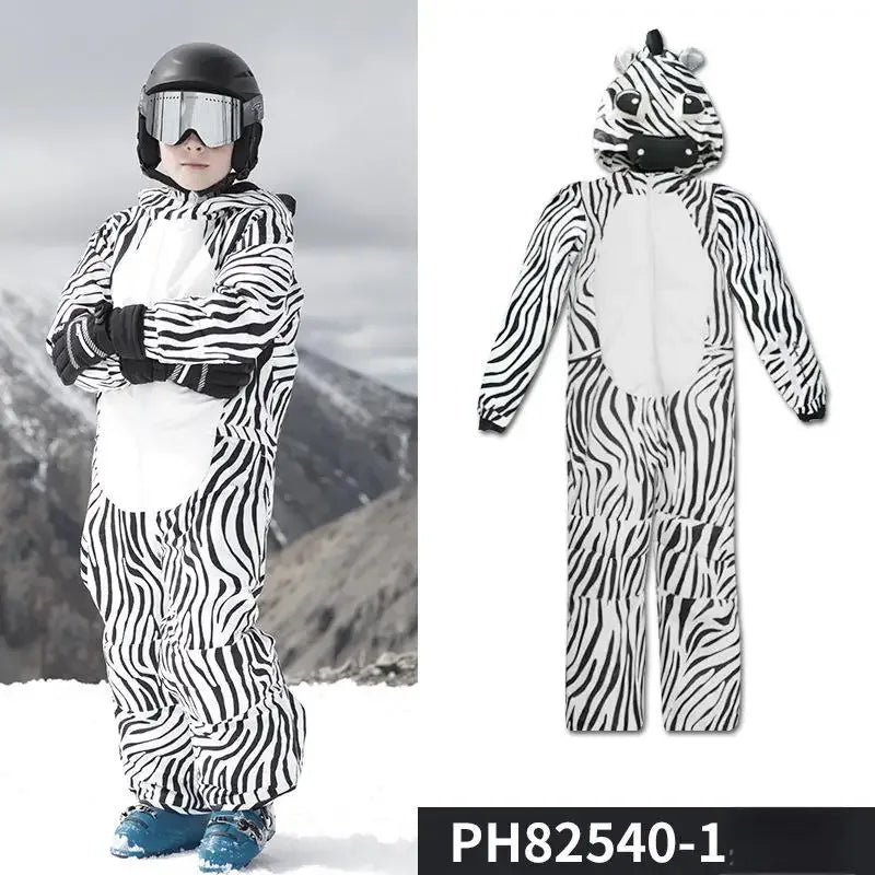 Waterproof Kids Ski Suit Cartoon Dinosaur Unicorn One Piece - ToylandEU