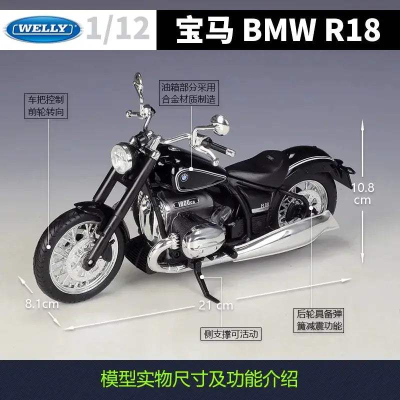 Welly 1 12 BMW R18 Diecast Motorcycle Model Collectible Gift - ToylandEU