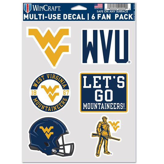 West Virginia Mountaineers Decal Fan Pack 6 Multi Use - ToylandEU
