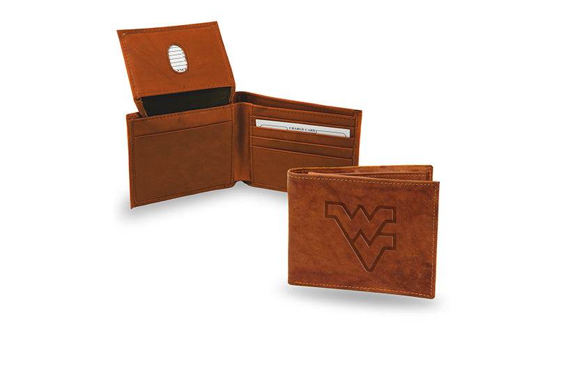 West Virginia Mountaineers Embossed Billfold Pecan Cowhide - ToylandEU