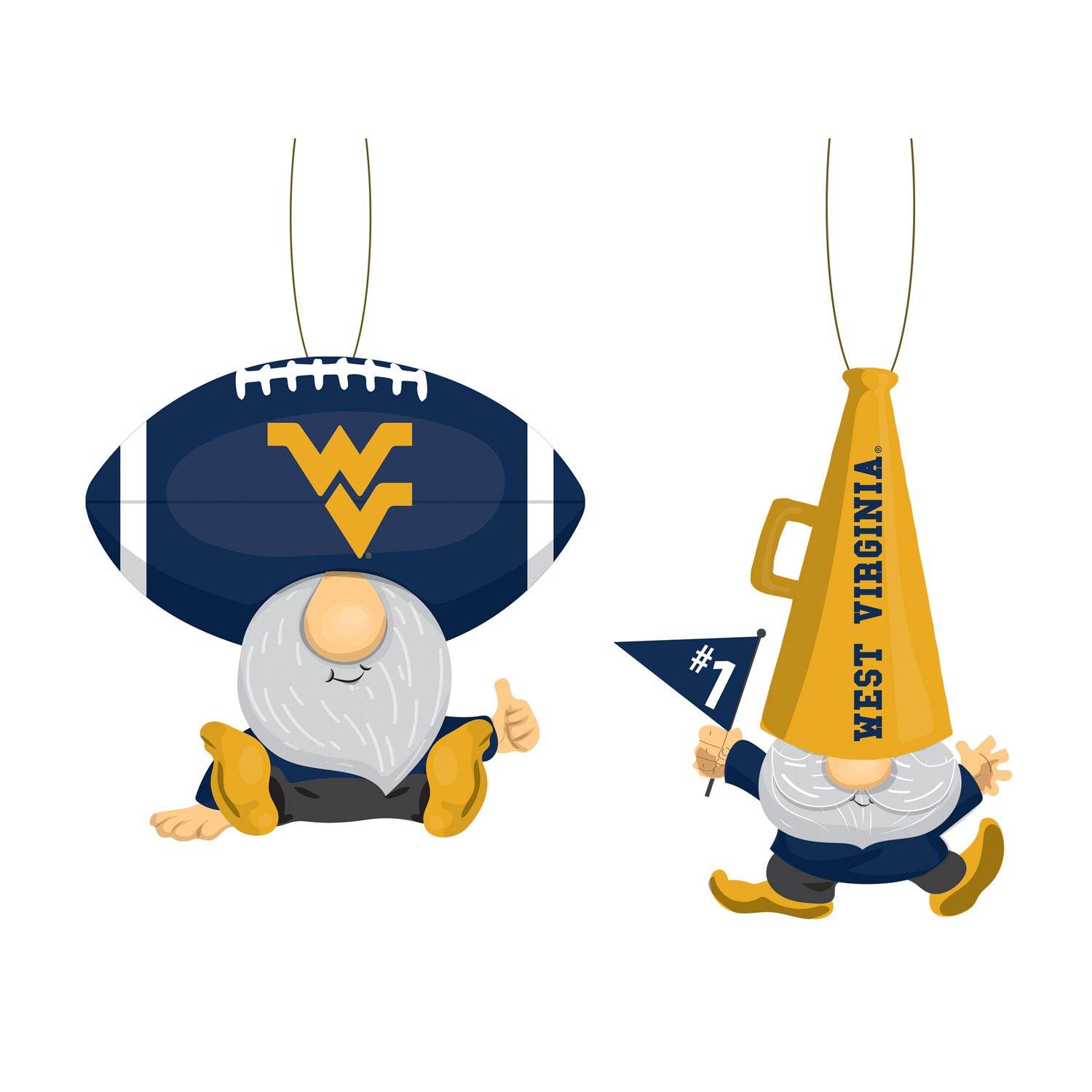 West Virginia Mountaineers Ornament Gnome Fans 2 Pack - ToylandEU